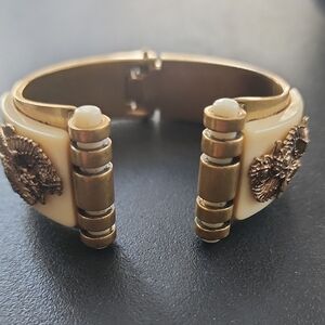 CAbi Gold and Cream Floral Bracelet